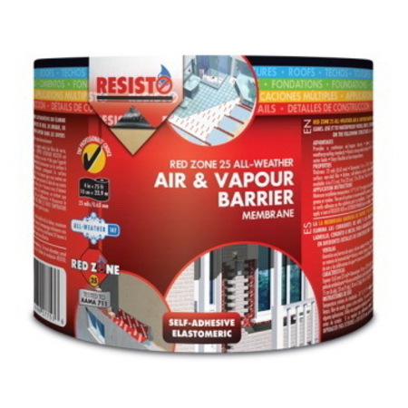 SOPREMA RESISTO Resisto Air and Vapor Barrier Membrane Flashing, 75 ft L, 6 in W, Red 17754